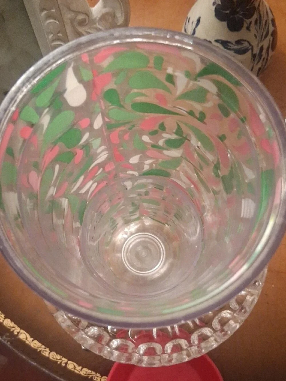 Masters tervis Tumbler with Red Lid and Pink & Green Swirl Design